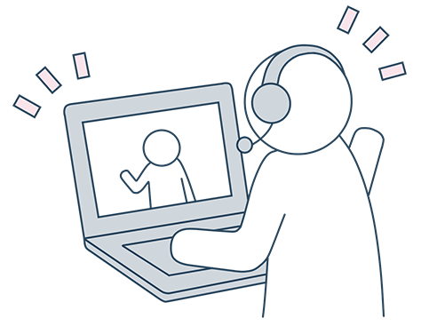 パソコンで会話している方のイラスト